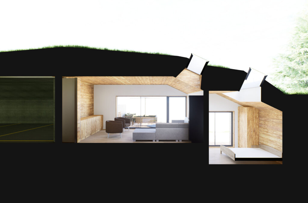 Project 2313, Verbier — long section of the basement extension