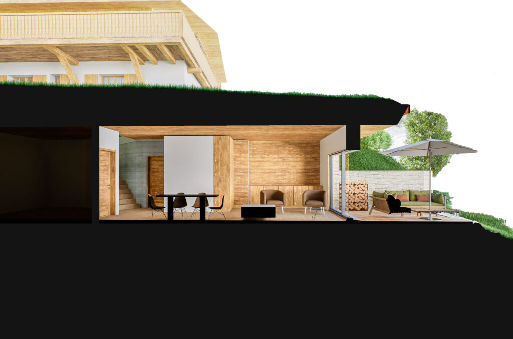 Project 2313, Verbier — cross-section of the basement extension