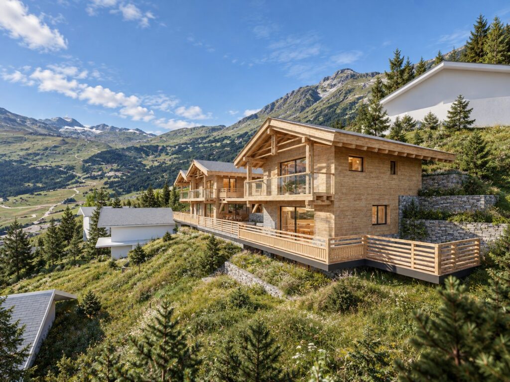 Projet 2412, Verbier — les chalets au-dessus de la vallée