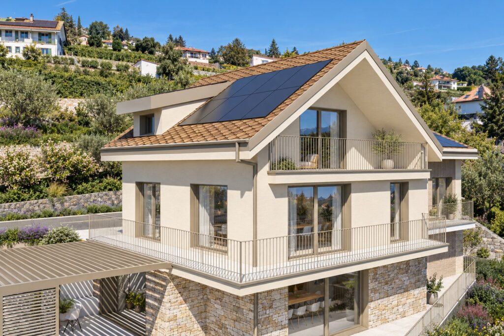 Projet 2601, Bourg-en-Lavaux — façade et toiture photovoltaïque