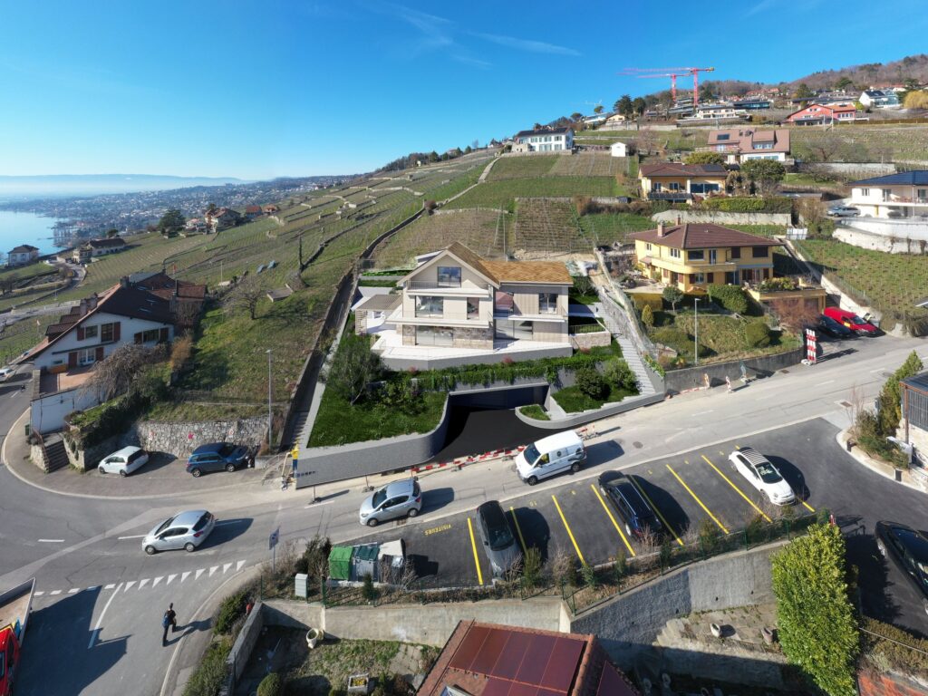 Projet 2601, Bourg-en-Lavaux — photomontage aérien du site